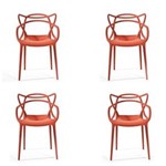 Ficha técnica e caractérísticas do produto Kit com 4 Cadeiras Allegra Casa Aberta Brasil - VERMELHO