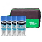 Kit com 4 Desodorantes Gillette Antitranspirante Clear Gel Cool Wave 45g + Necessaire