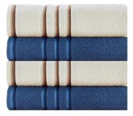 Ficha técnica e caractérísticas do produto Kit Com 4 Toalhas de Banho Classic - Pérola/Azul - Appel