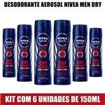 Ficha técnica e caractérísticas do produto Kit com 6 Desodorante Nívea Aerosol For Men Dry Impact 150ml