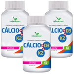 Kit com 3 Cálcio+ D3+ K2 180 cápsulas Natural Green