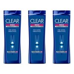 Ficha técnica e caractérísticas do produto Kit com 3 Clear Menthol Shampoo Masculino 200ml