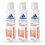 Kit com 3 Desodorantes Aerossol Antitranspirante Adidas Adipower Feminino com 150ml