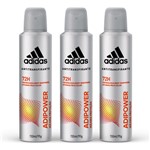Ficha técnica e caractérísticas do produto Kit com 3 Desodorantes Aerossol Antitranspirante Adidas Adipower Masculino com 150ml