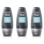 Ficha técnica e caractérísticas do produto Kit com 3 Dove Clean Comfort Desodorante Rollon Masculino 50ml