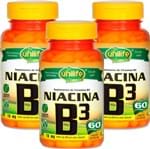 Ficha técnica e caractérísticas do produto Kit com 3 Frascos de Vitamina B3 Niacina 60 Cápsulas Unilife