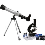 Kit com Telescópio Refletor 40x e Microscópio 600x Vivitar Vivtelmic30