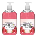 Ficha técnica e caractérísticas do produto Kit Com 2 Unidades de Sabonete Líquido 500 ml Tropical Aromas Perfume de Morango
