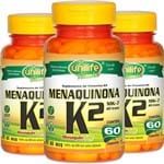 Ficha técnica e caractérísticas do produto Kit com 3 Vitamina K2 Menaquinona Mk7 60 Cápsulas Unilife
