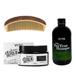 Kit Combo para Cabelos - Fixação Máxima - Shampoo + Super Wax + Pente - Vito