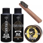 Ficha técnica e caractérísticas do produto Combo Hidrata Cabelo Barba + Shampoo + Balm + Pomada + Escova - Timberman