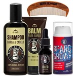 Kit Completo Barba Shampoo + Oleo + Balm + Tonico - Barba de Macho