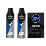 Ficha técnica e caractérísticas do produto Kit contendo uma loção pós-barba Nivea mais duas unidades do desodorante Rexona Clinical men.
