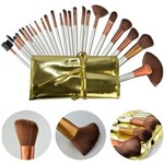 Ficha técnica e caractérísticas do produto Kit de 24 Pincéis para Maquiagem Profissional com Estojo Dourado CBRN10448