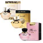 Ficha técnica e caractérísticas do produto Kit de 3 Perfumes Madame In Love + Cash woman + She Is Mine La Rive