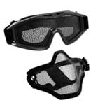 Kit de Proteção Airsoft NTK Óculos de Tela + Máscara Meia Face