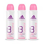 Ficha técnica e caractérísticas do produto Kit Desodorante Adidas Aerosol Feminino Action 3 Control 150ml 3 Unidades