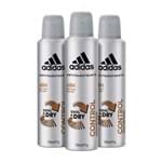 Ficha técnica e caractérísticas do produto Kit 3 Desodorante Adidas Aerosol Masculino Control 150ml