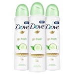 Ficha técnica e caractérísticas do produto Kit 3 Desodorante Aerosol Dove Go Fresh Pepino 150ml