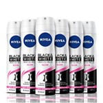 Ficha técnica e caractérísticas do produto Kit Desodorante Aerosol Nivea Feminino Invisível Black & White Clear 150ml 6 Unidades