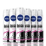 Ficha técnica e caractérísticas do produto Kit Desodorante Aerosol Nivea Feminino Invisível Black White Clear 150ml 6 Unidades