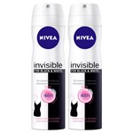 Ficha técnica e caractérísticas do produto Kit Desodorante Aerosol Nivea Invisible Black & White Feminino 150g 2 Unidades