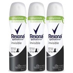 Ficha técnica e caractérísticas do produto Kit Desodorante Aerosol Rexona Invisible Feminino Comprimido 85ml 3 Unidades