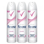 Ficha técnica e caractérísticas do produto Kit Desodorante Aerosol Rexona Powder Feminino 105ml 3 Unidades