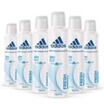 Ficha técnica e caractérísticas do produto Kit Desodorante Aerossol Adidas Feminino Cool & Care Fresh com 6 Unidades