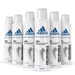 Ficha técnica e caractérísticas do produto Kit Desodorante Aerossol Adidas Invisible Feminino com 150ml com 6 Unidades