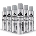 Ficha técnica e caractérísticas do produto Kit Desodorante Aerossol Adidas Invisible Masculino com 150ml com 6 Unidades