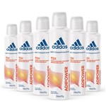 Ficha técnica e caractérísticas do produto Kit Desodorante Aerossol Antitranspirante Adidas Adipower Feminino com 6 UN