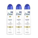 Kit Desodorante Aerossol Dove Original 150ml com 3 Unidades Leve + por -