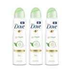 Ficha técnica e caractérísticas do produto Kit Desodorante Antitranspirante Aerossol Dove Go Fresh Pepino 150ml com 3 Unidades Leve + por -