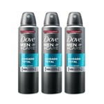 Ficha técnica e caractérísticas do produto Kit Desodorante Antitranspirante Aerossol Dove Men Cuidado Total 150ml com 3 Unidades