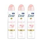 Kit Desodorante Antitranspirante Aerossol Dove Powder Soft 150ml com 3 Unidades Leve + por -
