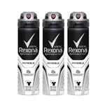 Ficha técnica e caractérísticas do produto Kit Desodorante Antitranspirante Aerossol Rexona Men Invisible 150ml com 3 Unidades Leve + por -