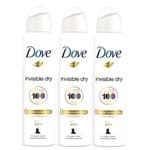 Ficha técnica e caractérísticas do produto Kit Desodorante Antitranspirante Dove Invisible Dry Aerosol 150ml com 3 Unidades