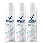 Ficha técnica e caractérísticas do produto Kit Desodorante Antitranspirante Rexona Sem Perfume Feminino Aerosol 150ml com 3 Unidades