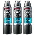 Ficha técnica e caractérísticas do produto Kit Desodorante Dove Men Care Cuidado Total Aerosol Masculino 150ml com 3 Unidades