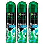 Ficha técnica e caractérísticas do produto Kit Desodorante Garnier Aerosol Bí-o Mineral Dry Cool Masculino 150ml 3 Unidades