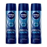 Ficha técnica e caractérísticas do produto Kit Desodorante Nivea Aerosol Aqua Cool Masculino 90ml 3 Unidades