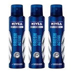 Ficha técnica e caractérísticas do produto Kit Desodorante Nivea Fresh Active Masculino - 3 Unidades - 150ml
