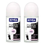 Ficha técnica e caractérísticas do produto Kit Desodorante Nivea Roll On Black White 50g 2 Unidades