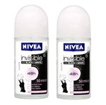 Ficha técnica e caractérísticas do produto Kit Desodorante Nivea Roll On Black & White 50g 2 Unidades