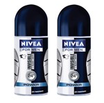 Ficha técnica e caractérísticas do produto Kit Desodorante Nivea Roll On Black & White Masculino 50g 2 Unidades