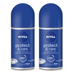 Ficha técnica e caractérísticas do produto Kit Desodorante Nivea Roll-On Protect & Care 2 Unidades