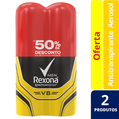 Ficha técnica e caractérísticas do produto Kit Desodorante Rexona Aero C/2 Feminino Men V8 (50% de Desconto na 2ªUn.)