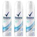 Ficha técnica e caractérísticas do produto Kit Desodorante Rexona Cotton Dry 48 Horas Aerosol Feminino 150ml com 3 Unidades