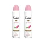 Ficha técnica e caractérísticas do produto Kit 2 Desodorantes Aerossol Antitranspirante Dove Go Fresh Romã e Verbe 150ml - 50% Off 2ªun